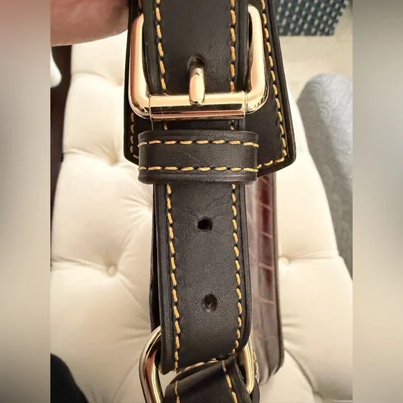 Dooney & Bourke Crocodile Leather Hobo Shoulder Bag Cognac - Picture 7 of 14